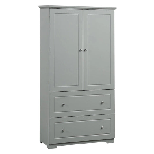 Wide Bathroom Storage Cabinet Freestanding Storage Cabinet with Two Drawers and Adjustable Shelf MDF Board with Painted Finish