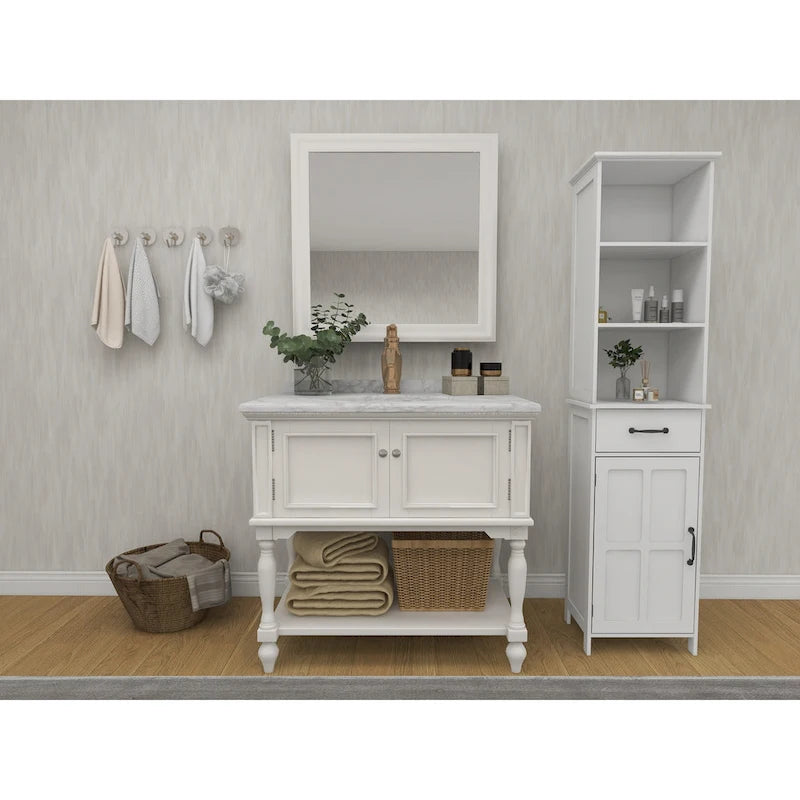 Double Door Narrow Height Slim Floor Standing Cabinet