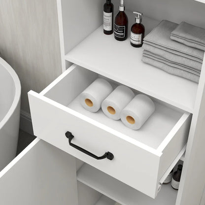 Floor Standing Cabinet with 1 Door and 1 Drawer, Tall Bathroom Storage Cabinet