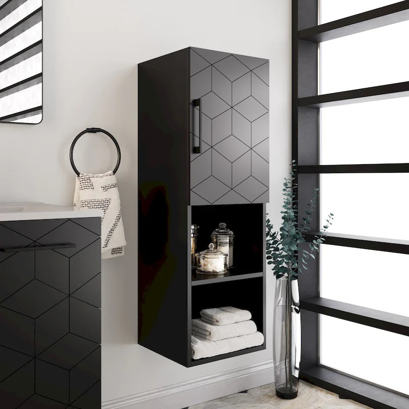 Annecy 15 W x 46 H x 12 D Linen Cabinet in Phantom Black