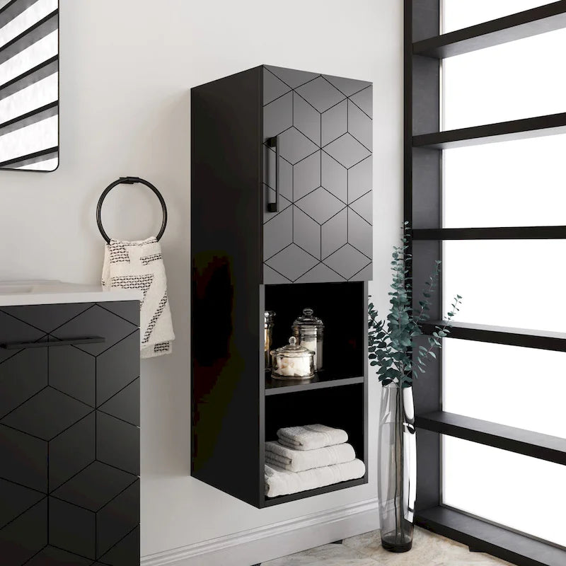 Annecy 15 W x 46 H x 12 D Linen Cabinet in Phantom Black