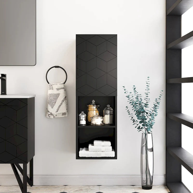 Annecy 15 W x 46 H x 12 D Linen Cabinet in Phantom Black