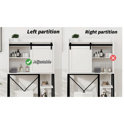 Over-The-Toilet Storage Cabinet with Sliding Barn Door and Adjustable Shelves