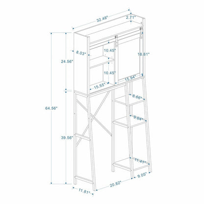 Over-The-Toilet Storage Cabinet with Sliding Barn Door and Adjustable Shelves