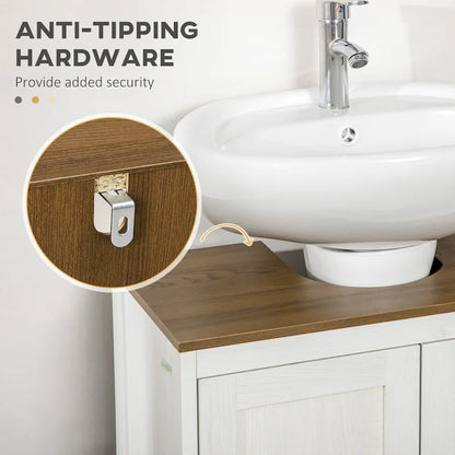Bathroom Sink Cabinet, Floor Standing Under Sink Cabinet, Freestanding Storage Cupboard with Adjustable Shelf, Double Doors