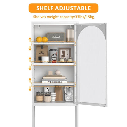 Metal Glass Door Display Storage Cabinet - 5-Tier Cube Bookshelf Storage Cabinet with 3 Adjustable Shelves