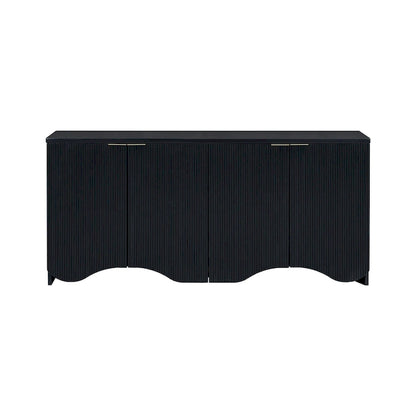 Vertical Stripes and Wavy Design of a Four-Door Cabinet