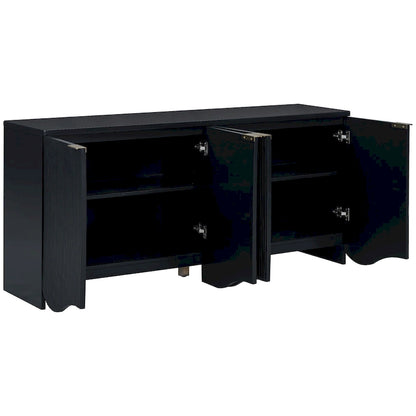 Vertical Stripes and Wavy Design of a Four-Door Cabinet