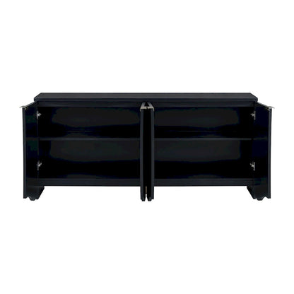 Vertical Stripes and Wavy Design of a Four-Door Cabinet