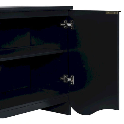 Vertical Stripes and Wavy Design of a Four-Door Cabinet