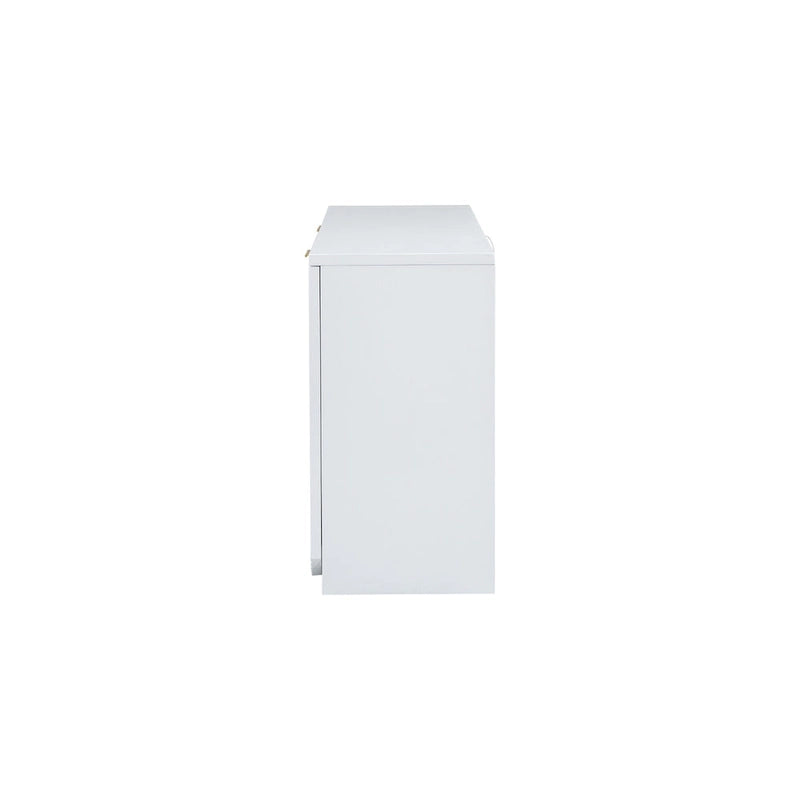 Vertical Stripes and Wavy Design of a Four-Door Cabinet