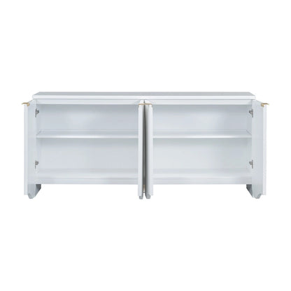 Vertical Stripes and Wavy Design of a Four-Door Cabinet