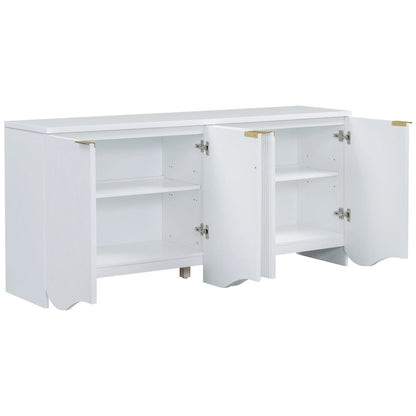 Vertical Stripes and Wavy Design of a Four-Door Cabinet
