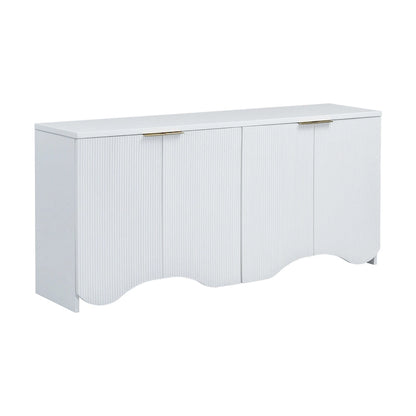 Vertical Stripes and Wavy Design of a Four-Door Cabinet
