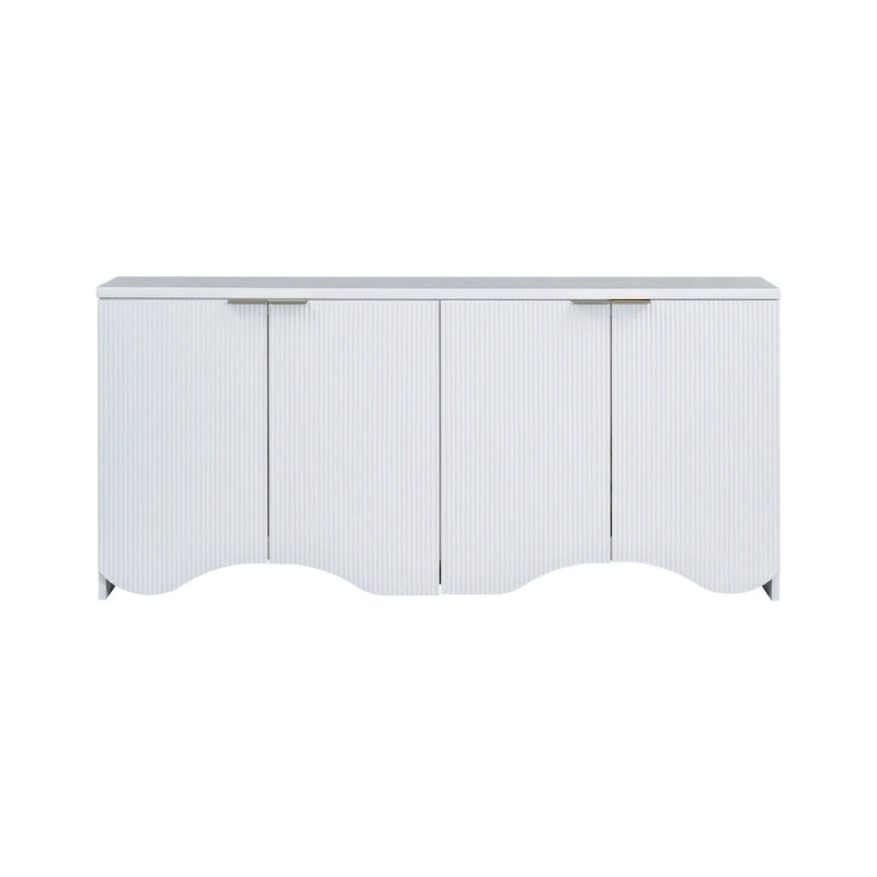 Vertical Stripes and Wavy Design of a Four-Door Cabinet