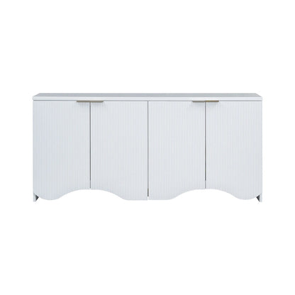Vertical Stripes and Wavy Design of a Four-Door Cabinet