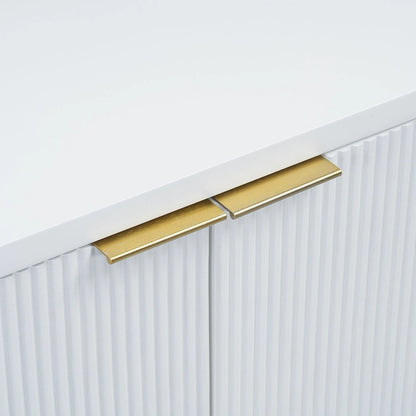 Vertical Stripes and Wavy Design of a Four-Door Cabinet