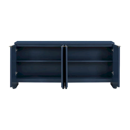 Vertical Stripes and Wavy Design of a Four-Door Cabinet