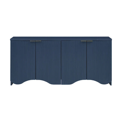 Vertical Stripes and Wavy Design of a Four-Door Cabinet