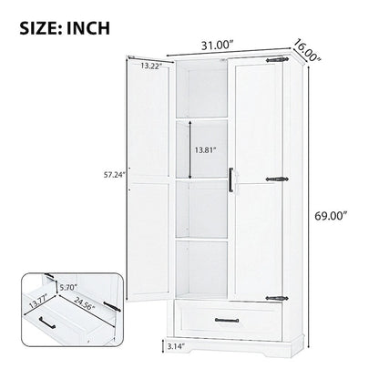 Tall Bathroom Storage Cabinet,Cabinet with Two Doors and One Drawer