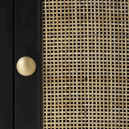 Wood Handmade 1 Drawer and 1 Door Room Cabinet with Rattan Front - Black - Roche River Decor