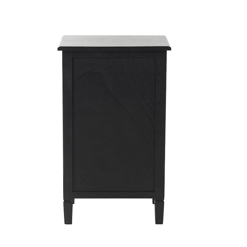 Wood Handmade 1 Drawer and 1 Door Room Cabinet with Rattan Front - Black - Roche River Decor