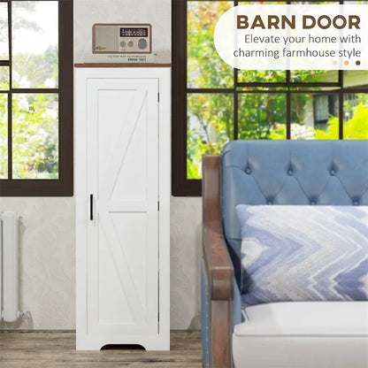 Farmhouse Storage Cabinet with Shelf,Single Barn Door Accent Cabinet