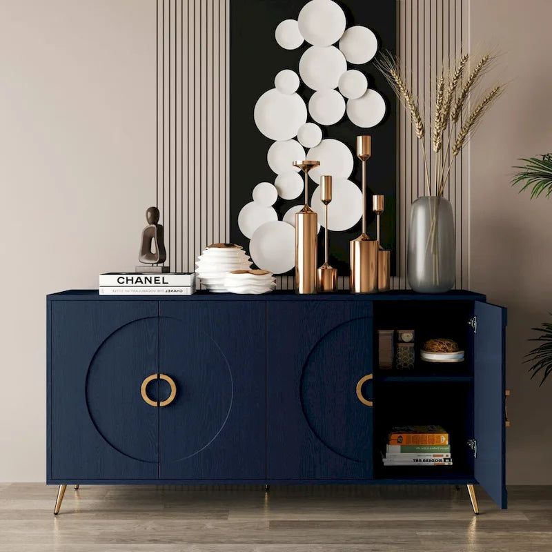 Modern Lacquered 4 Door Wooden Cabinet
