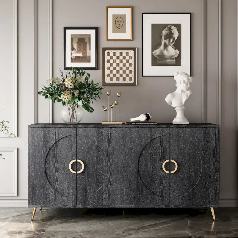 Modern Lacquered 4 Door Wooden Cabinet