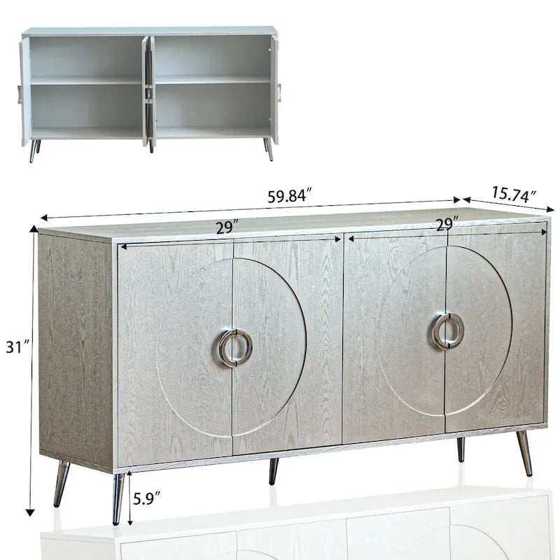 Modern Lacquered 4 Door Wooden Cabinet