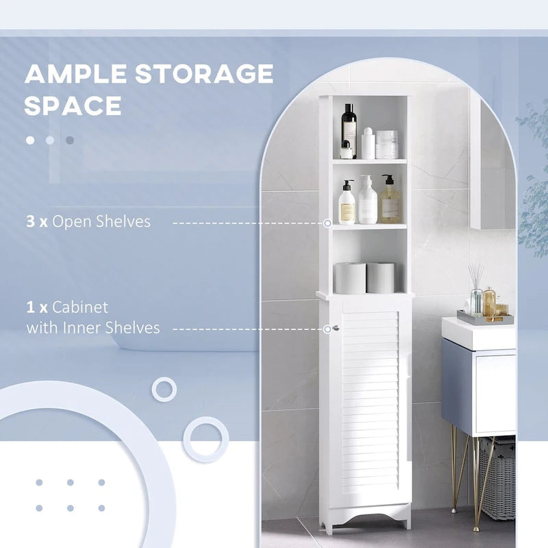 Tower with 3-Tier Open Adjustable Shelf