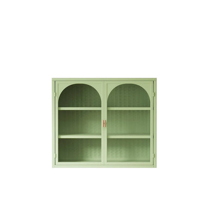Roomfitters 27.56 Modern Glass Door Wall Cabinet with Three-Tier Storage for Entryway, Living Room, Bathroom